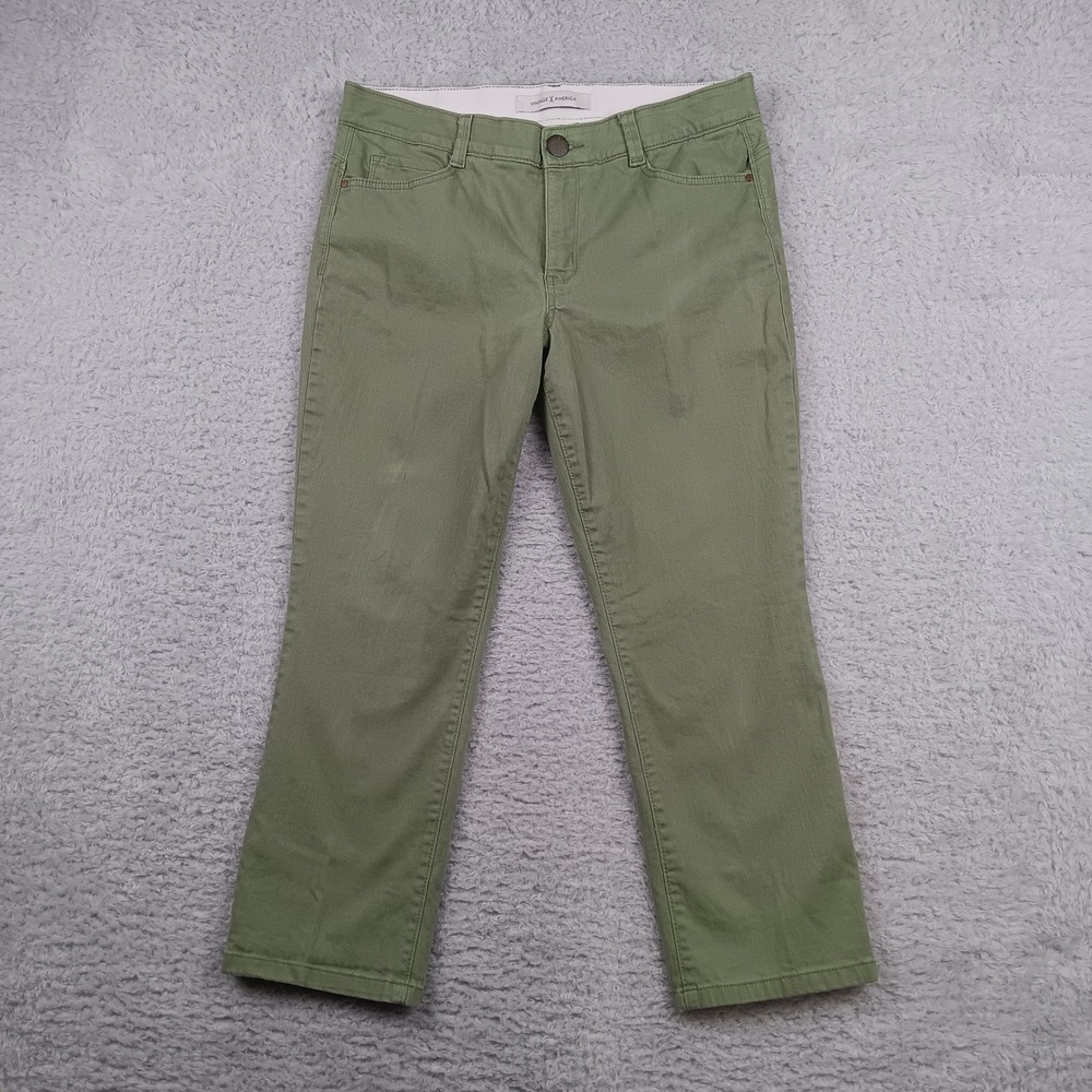 Vintage America Fab Crop Body Sculpt Pants Womens 12/31 Green Olive Cropped